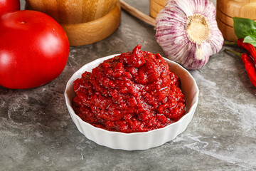 Natural organic red tomato paste