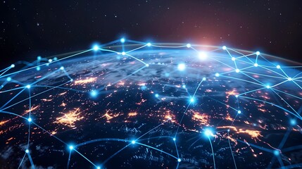 Digital Interconnected World Globe with High Speed Cyber Data Exchanges and Global Network
