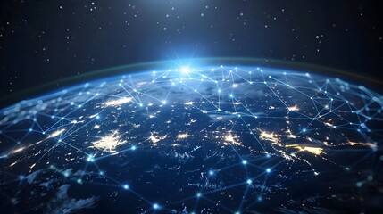 Digital Global Network and Connectivity Concept with Futuristic Cyber Technology and International