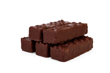 Waffles in chocolate isolated on white background.