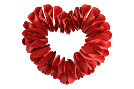 Red paper heart isolated on transparent background