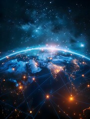 Digital Global Network and Connectivity Concept with Worldwide Data Exchange and Cyber Technology