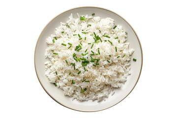 Rice in a plate isolated on transparent background