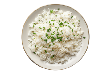 Rice in a plate isolated on transparent background