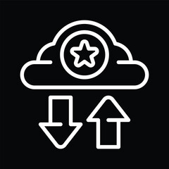 Fototapeta premium Cloud with Star and Two Arrows Line Art Icon