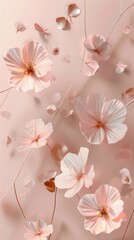 A contemporary and clean floral pattern with geometric elements, ideal for modern design and architecture studios. Generative AI