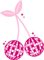 Disco Ball Cherry Graphic Illustration