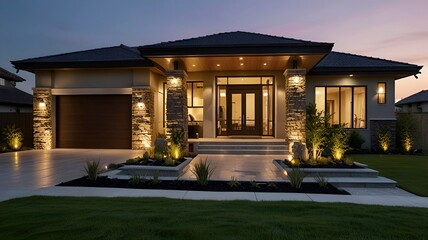 luxury home in the night