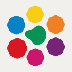 A cluster of vibrantly colored circles set against a plain white backdrop