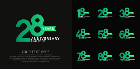 anniversary set logo style with green color in square for company celebration moment