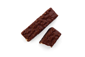 Waffles in chocolate isolated on white background.