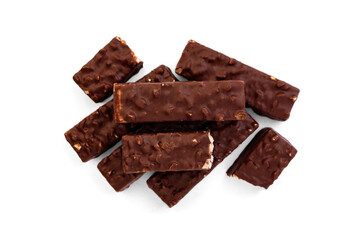 Waffles in chocolate isolated on white background.