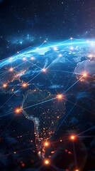 Digital World Globe with High Speed Network Connectivity and Cyber Technology
