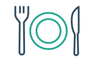 Plate icon. plate with cutlery and dinner knife. icon related to food. line icon style. food elements vector illustration