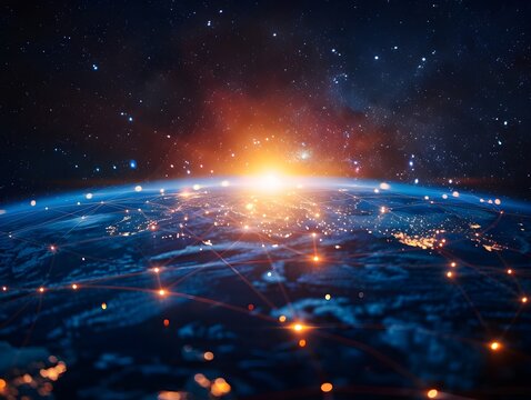 Glowing Digital Globe Representing Global Network and Cyber Technology Interconnectivity