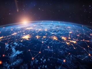 Digital World Globe Representing Global Network Connectivity and Cyber Technology Innovation