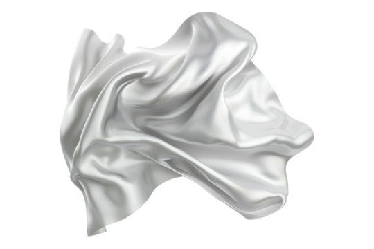 White silk or satin cloth isolated on transparent background