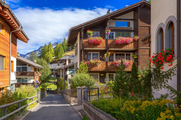 Summer Zermatt alpine village, Switzerland