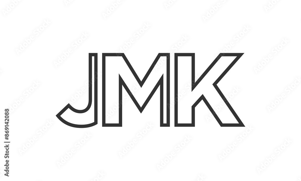 Poster jmk logo design template with strong and modern bold text. initial based vector logotype featuring s
