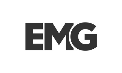 EMG logo design template with strong and modern bold text. Initial based vector logotype featuring simple and minimal typography. Trendy company identity.