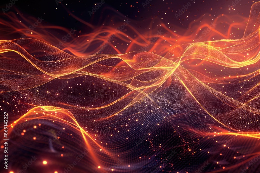 Poster mesmerizing abstract background with vibrant neon light waves and sparkles creating a captivating vi