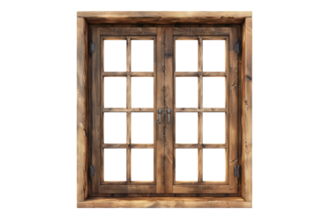 Wooden window isolated on transparent background