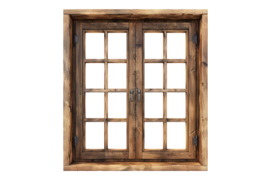 Wooden window isolated on transparent background