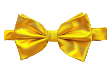 Yellow bow tie isolated on transparent background