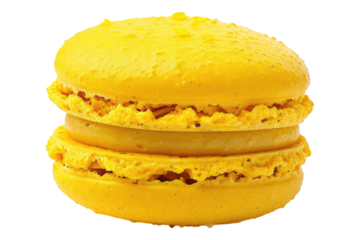 Yellow macaroons isolated on transparent background