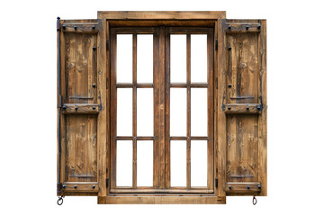 Wooden window isolated on transparent background