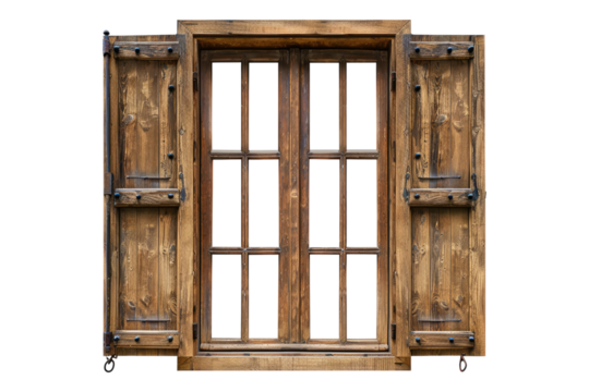 Wooden window isolated on transparent background