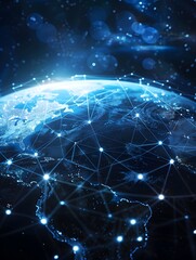 Fototapeta premium Global Digital Network and Connectivity on Earth with Cyber Technology Information Exchange