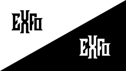 EXPO TYPOGRAPHY CLASSIC BRAND LOGO WITH SPECIAL CHARECTER WITH ELEGENT LOOK VECTOR DESIGN