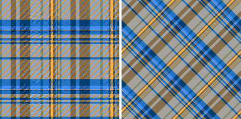 Textile seamless plaid of vector background texture with a pattern tartan fabric check. Set in night colors for stylish home decor.