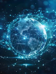 Futuristic Digital Globe Showcasing Global Network Connectivity and High Speed Data Transfer in