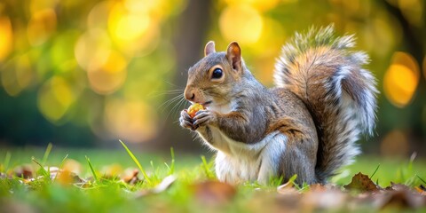 Obraz premium A cute squirrel foraging for nuts in the park , wildlife, animal, cute, fur, fluffy, nature, outdoors, park, tree, rodent