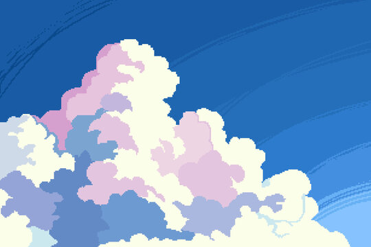 夏のイメージ, ドット絵, 入道雲と夏の青空