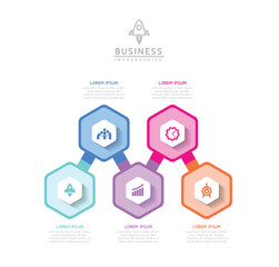 Vector infographic business presentation template connected with 5 options