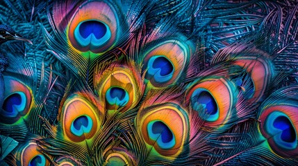 A detailed photo of vibrant peacock feathers captures the mesmerizing beauty and unique textures.