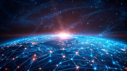 Obraz premium Glowing Digital Globe Concept of Global Network Connectivity and Cyber Technology