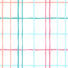 Vector hand drawn cute checkered pattern. Doodle Plaid geometrical simple texture. Crossing lines. Abstract cute delicate pattern ideal for fabric, textile, wallpaper