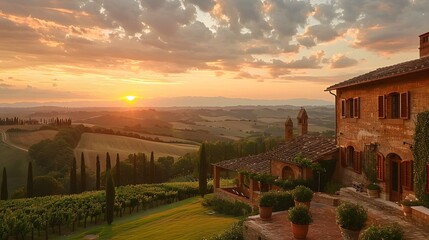 Fototapeta premium Sunset over the Tuscan hills