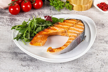 Tasty delicous grilled salmon steak