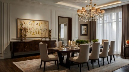 Obraz premium Modern luxury interior designs.Accent furniture and a blank background.Interior trend 2024 year Modern luxury apricot room interior home designs. Mockup wall, Mockups