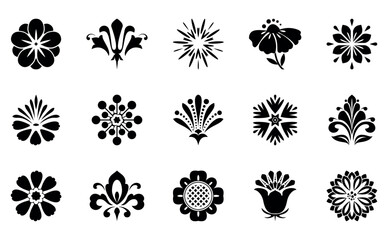 Flowers icon set. Flowers isolated on transparent background. Flowers in modern simple. Cute round flower plant nature collection. Vector illustrator