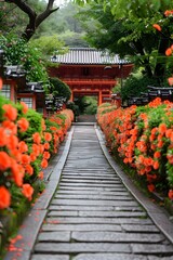 Stone Path to Japanese Temple