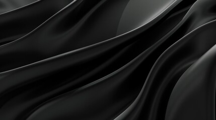 Fototapeta premium Smooth black fabric folds creating dynamic waves