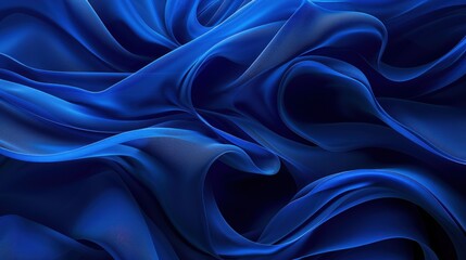 Fototapeta premium Fluid blue silk fabric creating abstract patterns