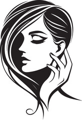 Woman beauty face silhouette vector illustration on transparent background