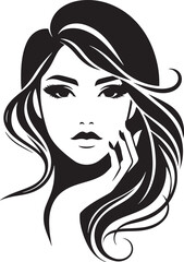 Woman beauty face silhouette vector illustration on transparent background
